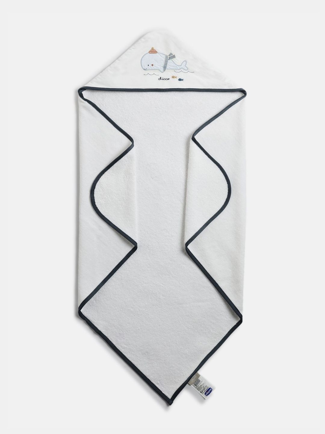 Chicco White & Black Cotton 380 GSM Bath Towel-image-9
