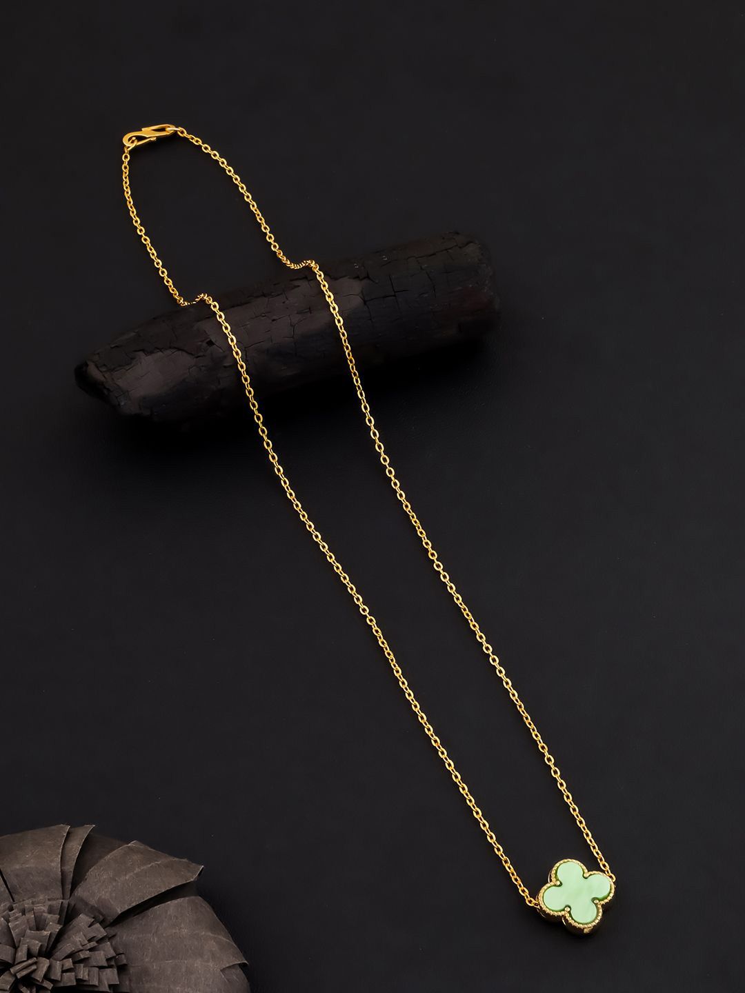 DressBerry Gold-Plated Elegant Clover Pendant Chain Necklace for Women & Girls-image-17