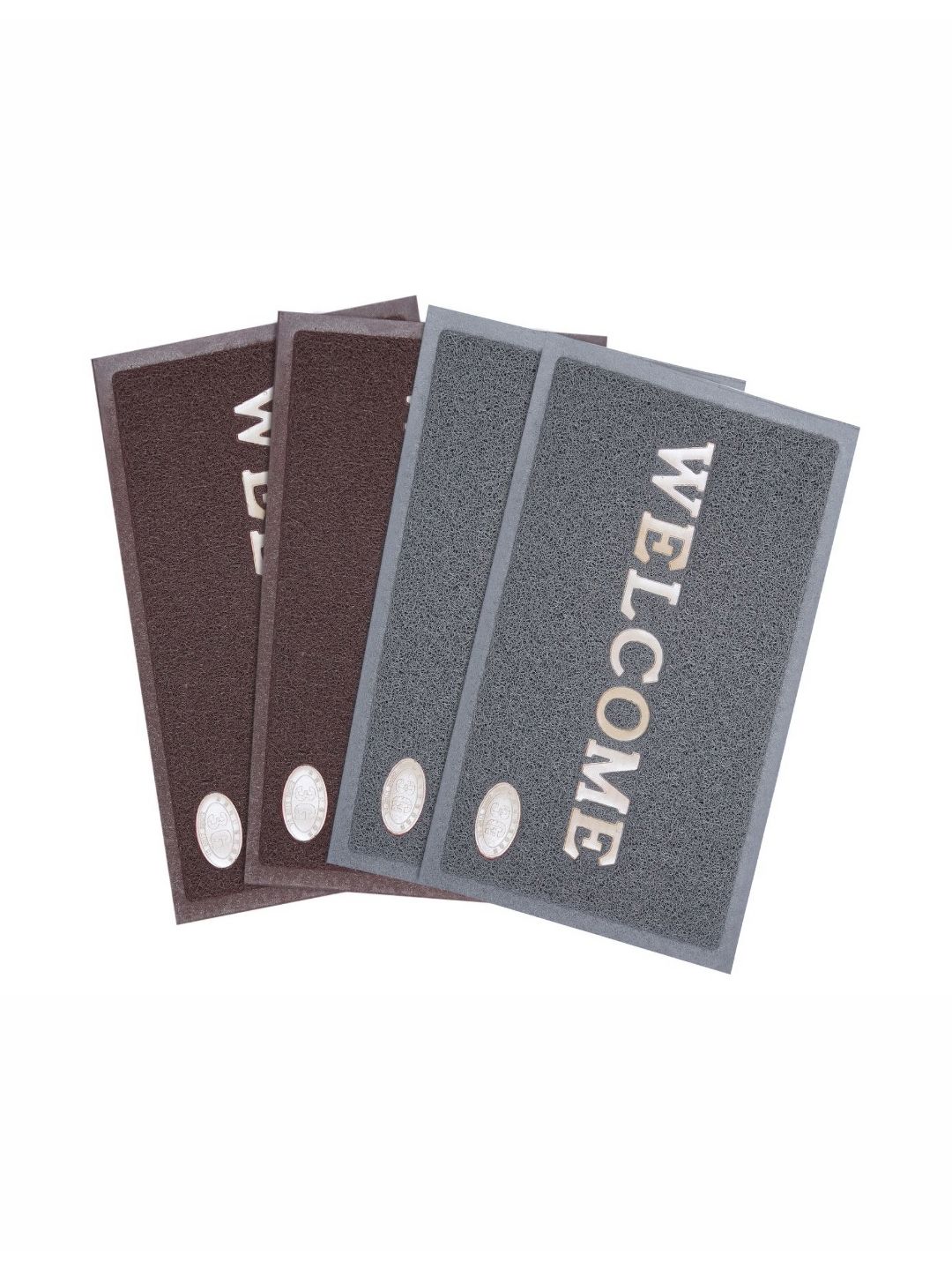 AAZEEM 4Pcs Grey & Brown Textured Anti-Skid Welcome Doormats-picture-12