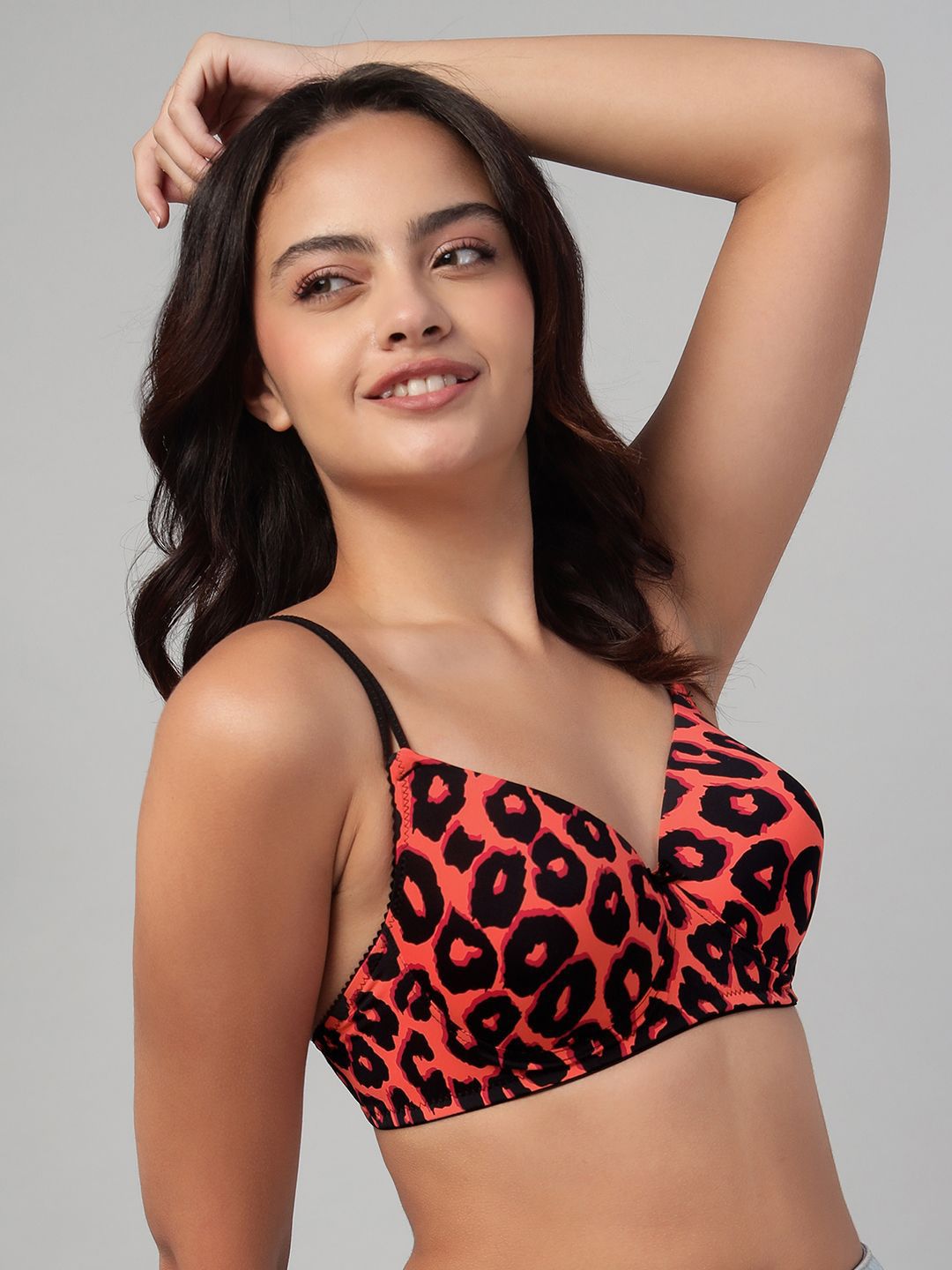 Clovia Animal Printed Full Coverage Lightly Padded T-shirt Bra