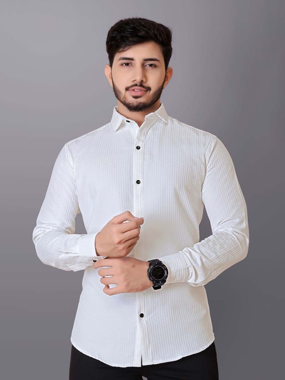 WILNERCROWN Classic Semi Sheer Printed Casual Shirt-image-8