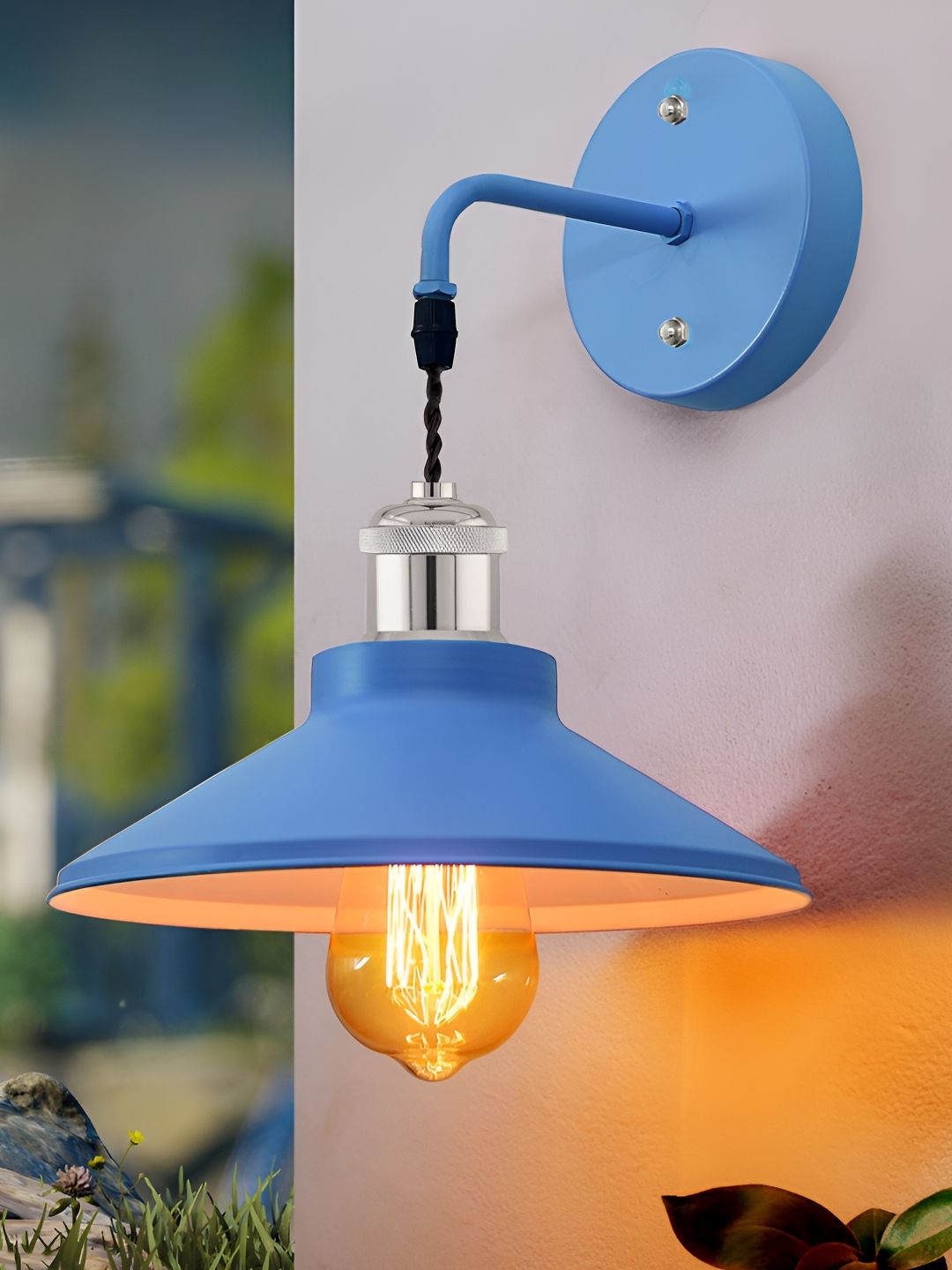 Homesake Turquoise Blue Metal Abstract Shaped Shaped Wall Lamp-picture-22