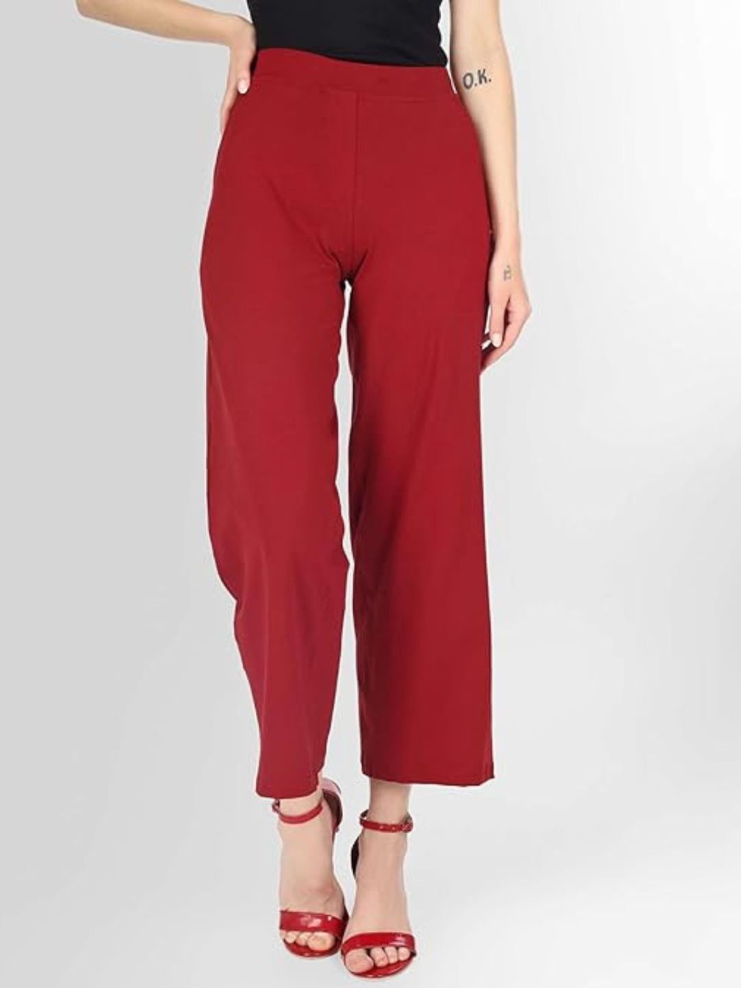 ON & ON Women Relaxed Straight Leg Easy Wash Trousers-picture-36