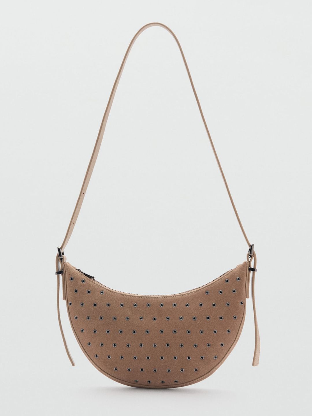 MANGO Self Design Suede Finish Half Moon Shoulder Bag-picture-44