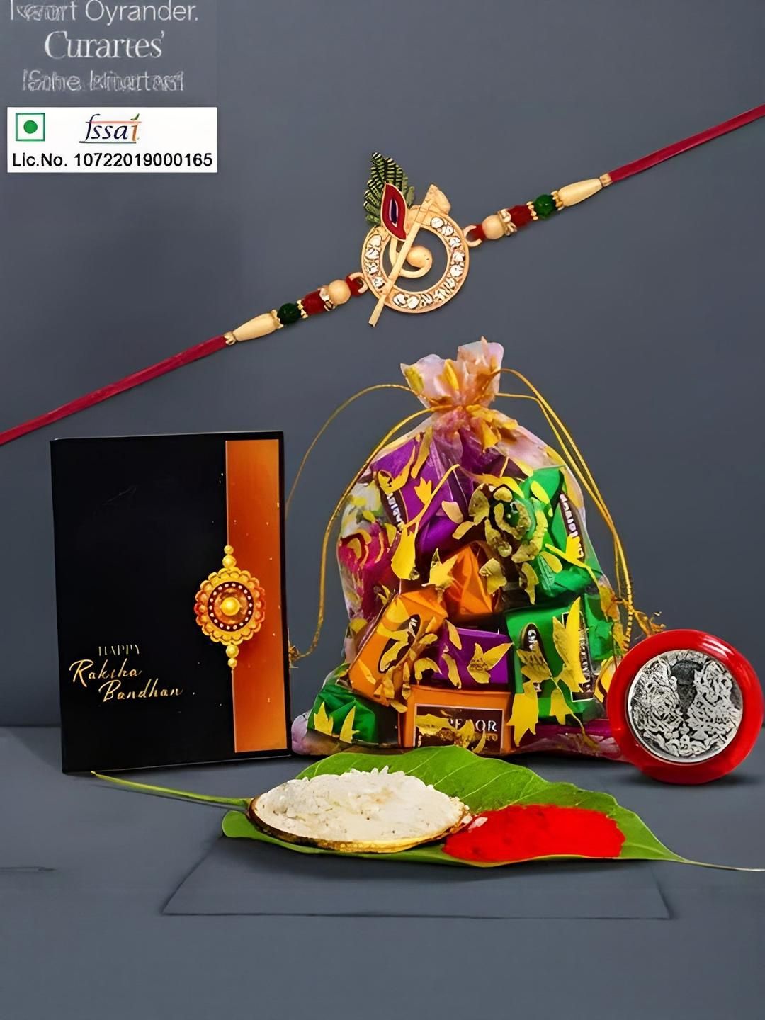 DeoDap Rakhi With Chocolate Roli Chawal Coin & Greeting Card Gift Set-picture-36