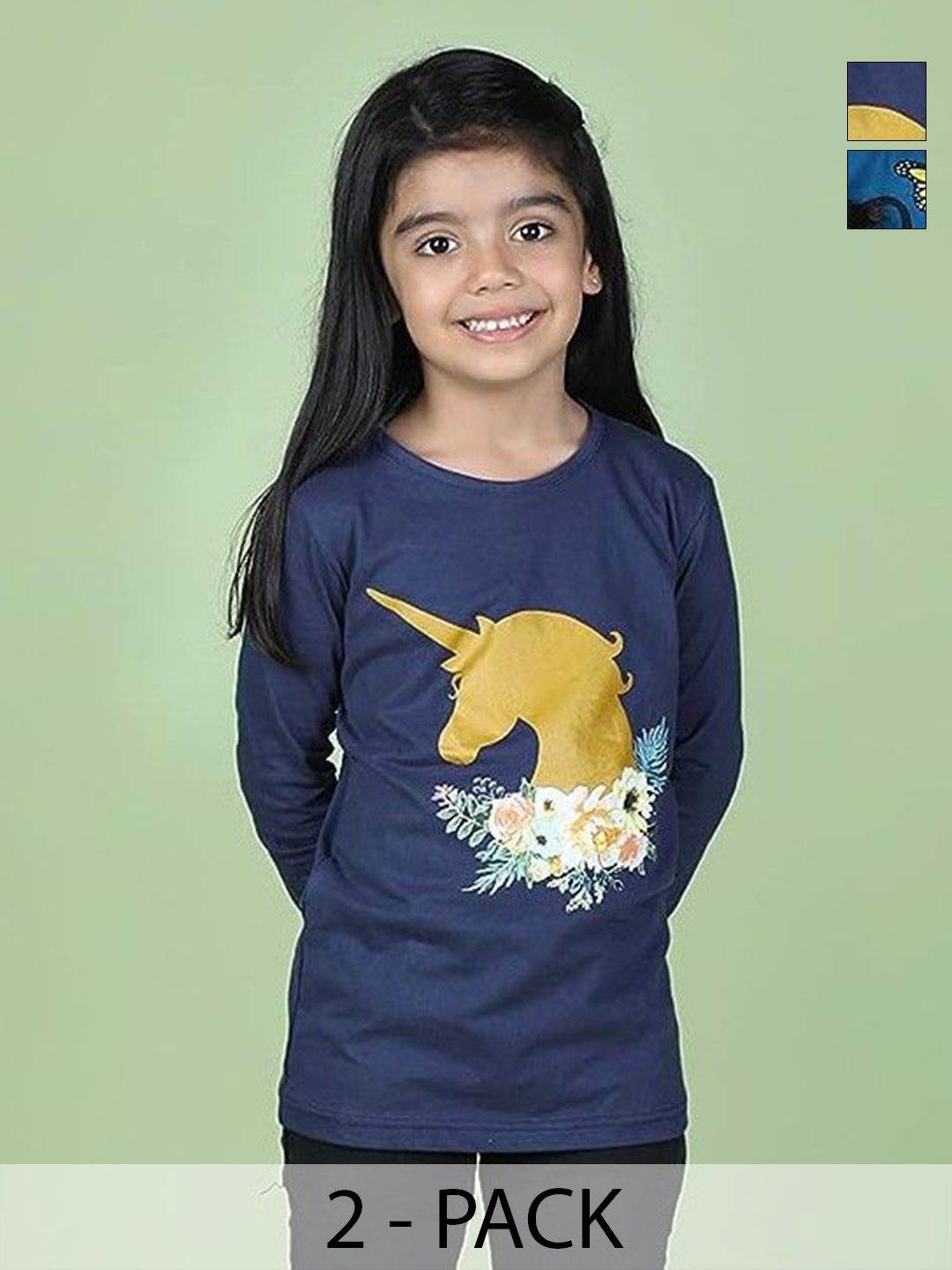 TotzTouch Girls Pack of 2 Typography Printed Round Neck Cotton T-shirts-picture-28