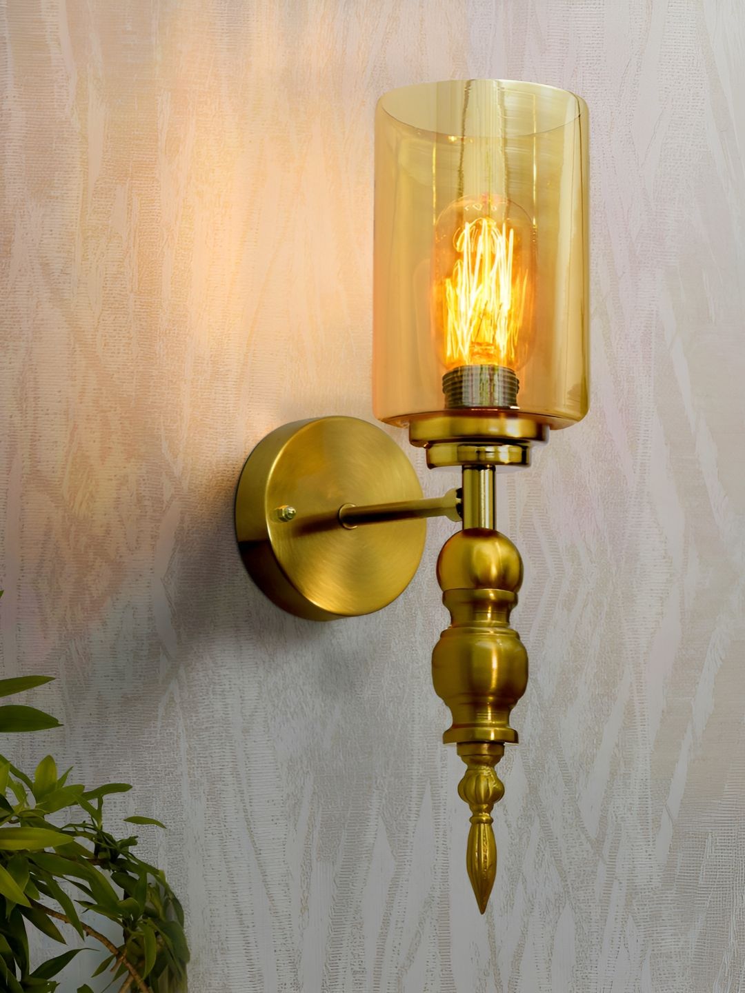 Homesake Gold-Toned Metal Cylinder Shaped Wall Lamp-picture-43