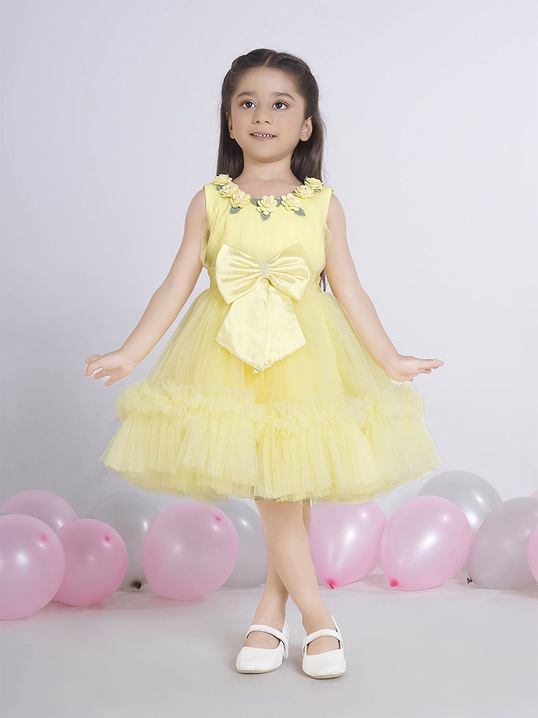 Ministitch Girls Net Fit & Flare Dress With Bow-picture-42