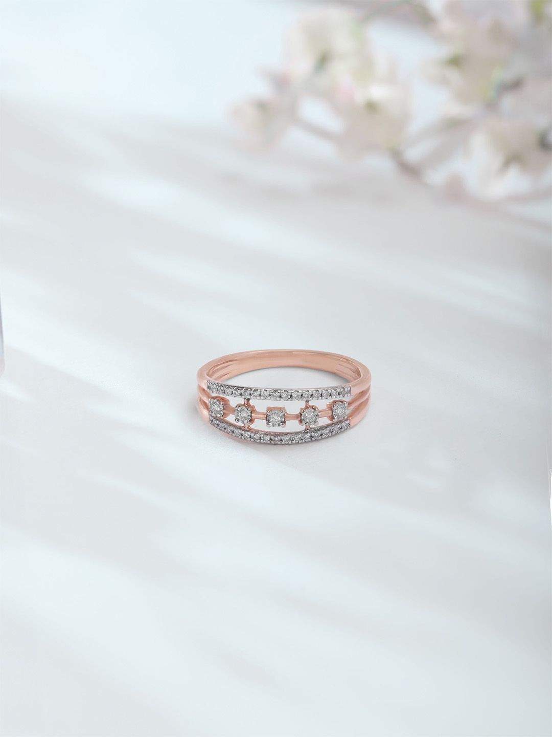 Mia by Tanishq and Diamond Radiant Groove Ring-image-47