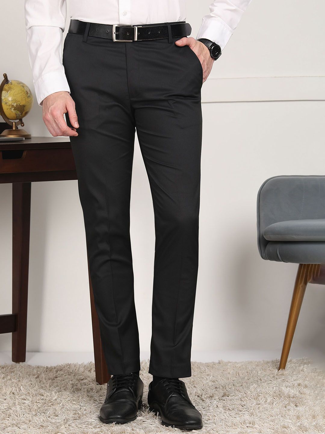 FUBAR Men Regular Fit Mid-Rise Pleated Formal Trousers-picture-48