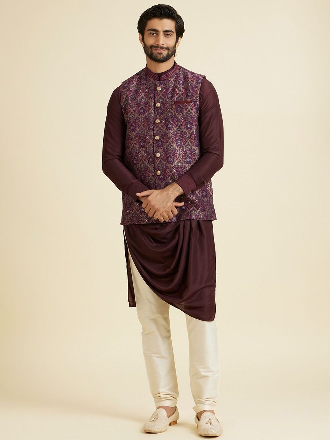 Manyavar Embroidered Mandarin Collar Nehru Jacket-picture-35