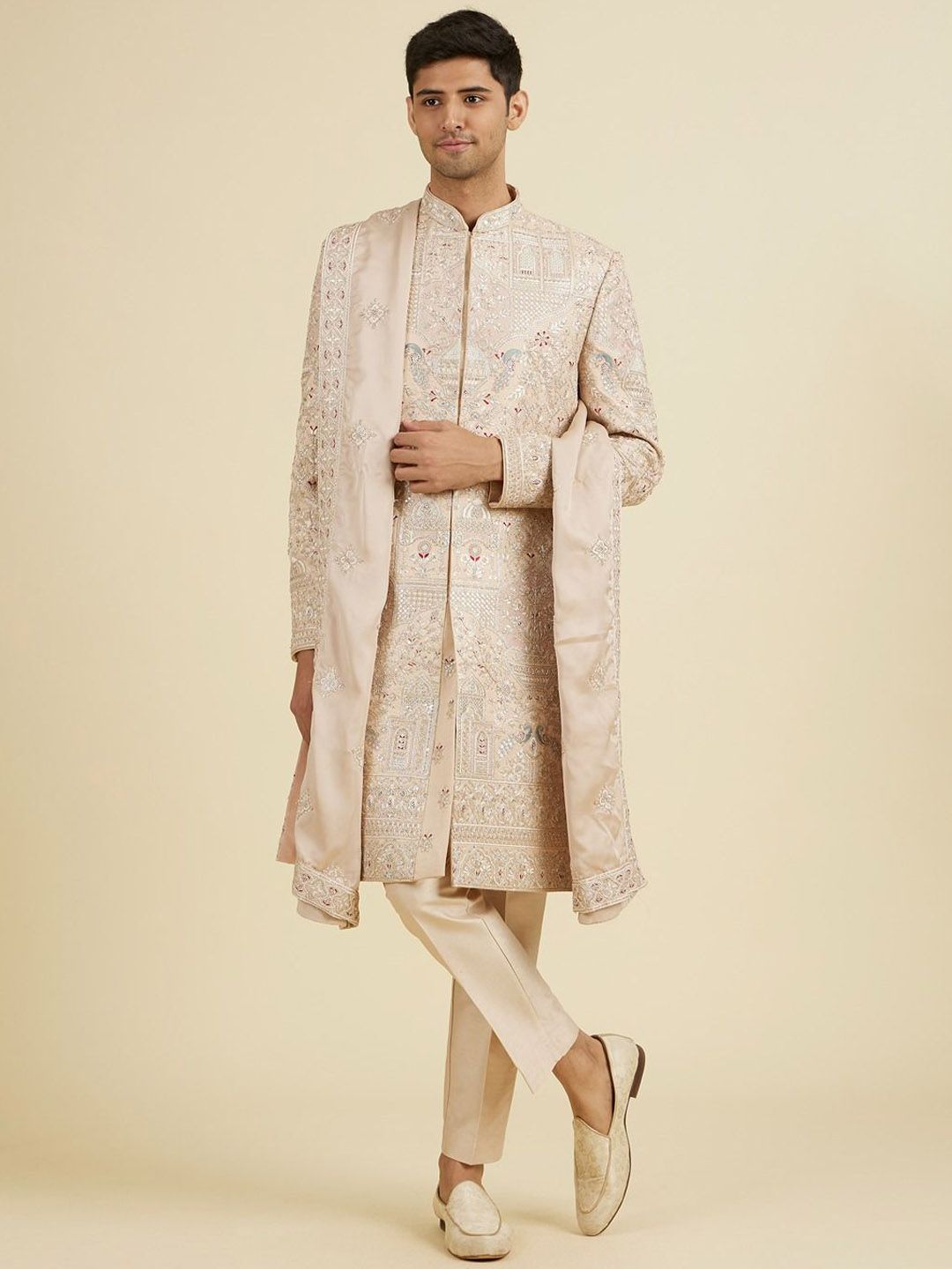 Manyavar Embroidered Sherwani Set With Dupatta-picture-18