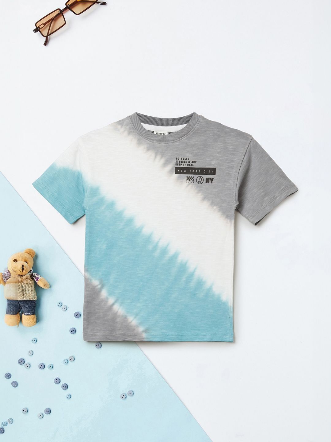 max Boys Tie and Dye Polo Collar Pure Cotton T-shirt-picture-39
