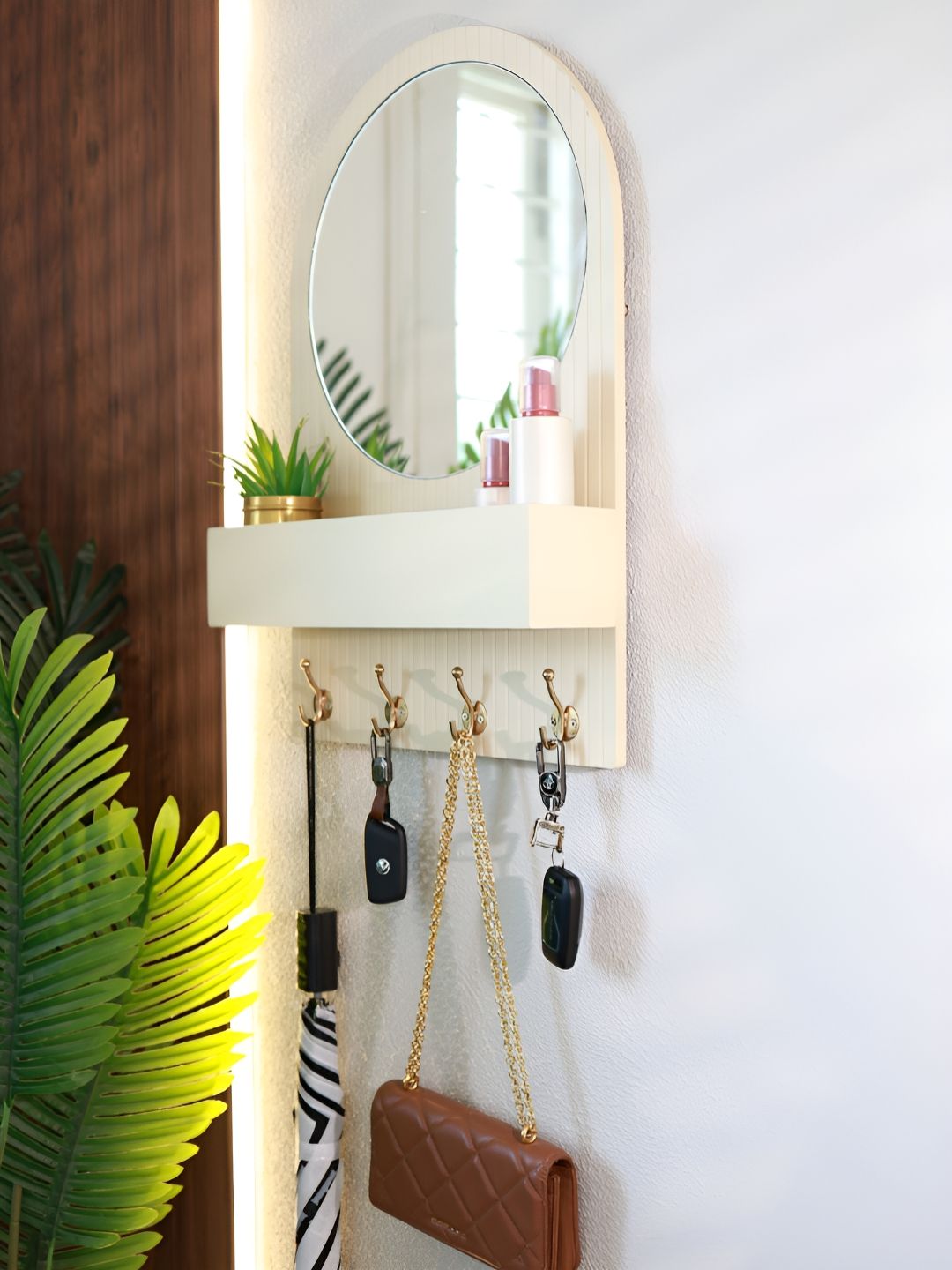 Cinch Home White Entryway Organiser with Round Mirror with Dual Hooks & Shelf-image-40