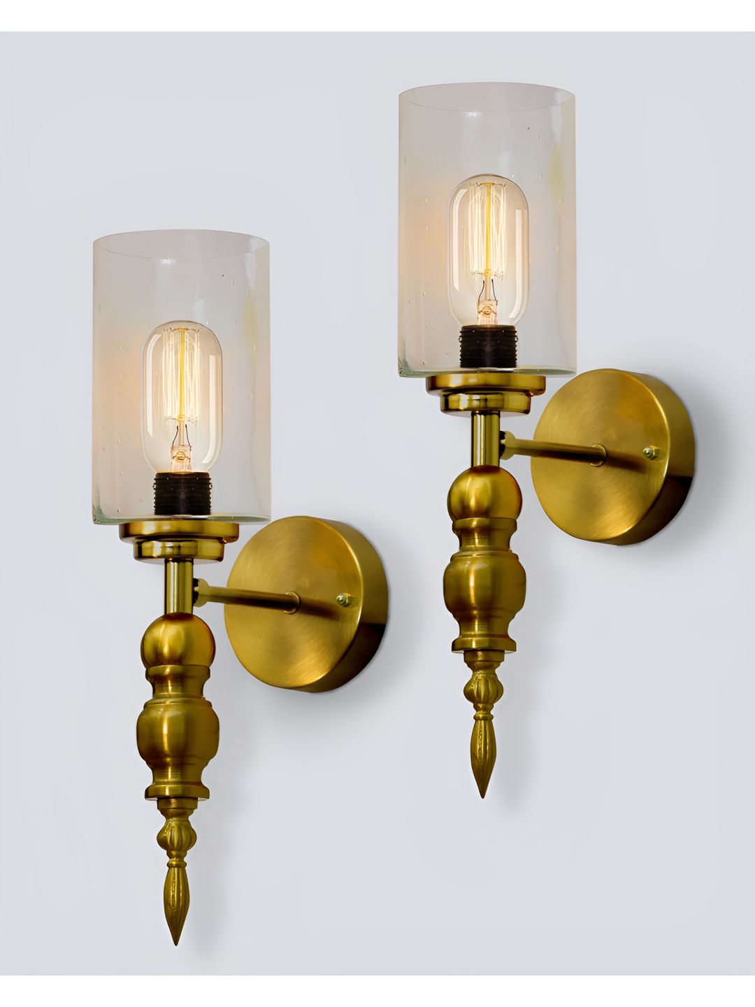 Homesake Gold-Toned & White Metal Cylinder Shaped Wall Lamp-picture-25