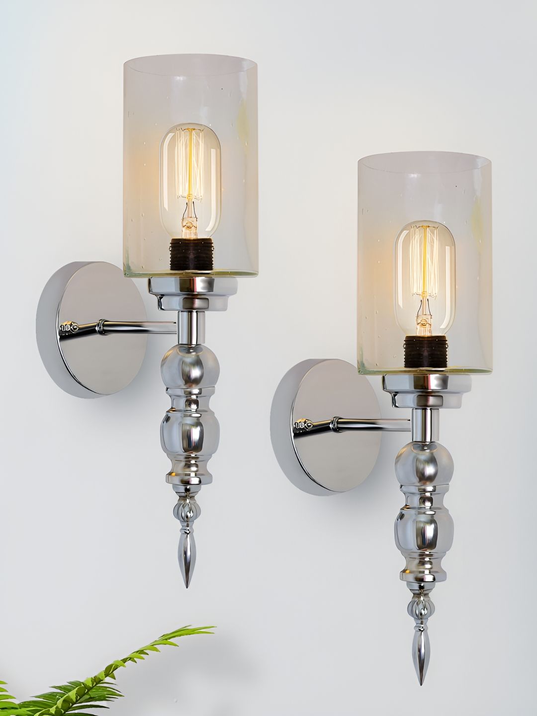 Homesake Silver-Toned Metal Cylinder Shaped Wall Lamp-picture-17