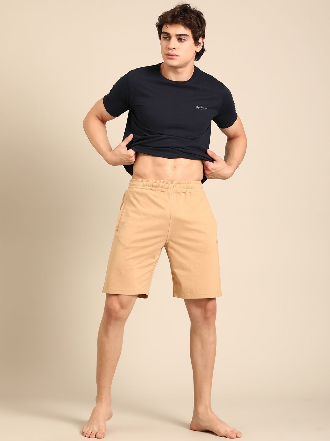 Pepe Jeans Men Solid Mid-Rise Slip-On Lounge Shorts-picture-19