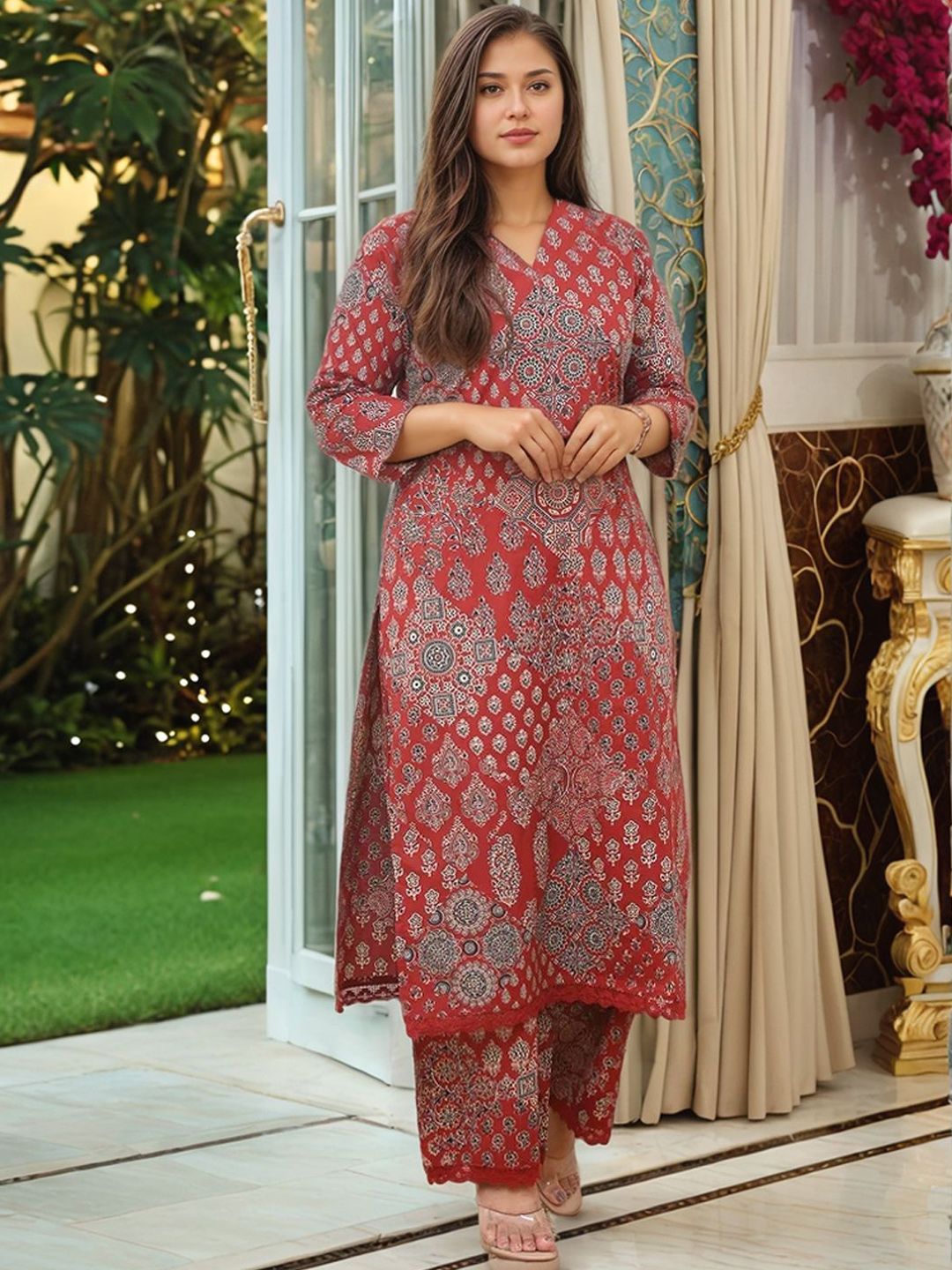 KALINI Women Floral Printed Regular Kurta with Palazzos-picture-30