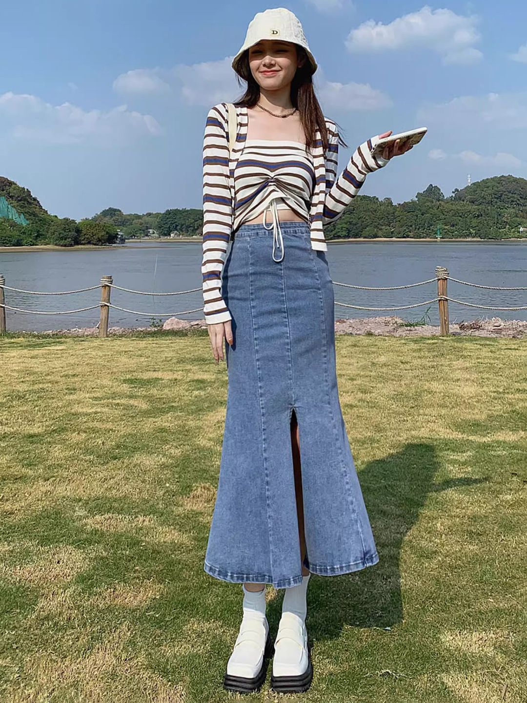 StyleCast A-Line Pure Cotton Maxi Skirt view 3