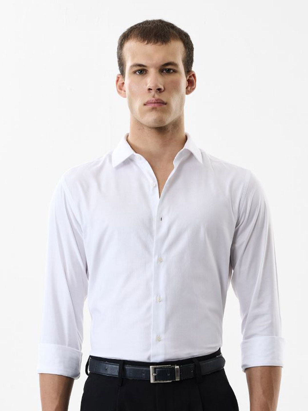 Snitch Men Slim Fit Textured Spread Collar Cotton Formal Shirt-picture-26