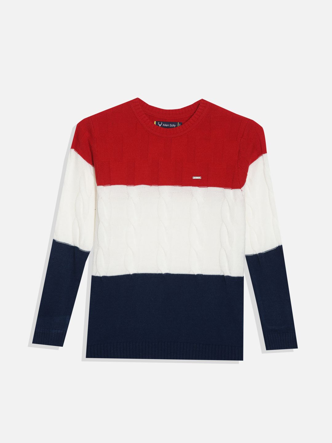 Allen Solly Junior Boys Cable Knit Colourblocked Pullover-picture-19
