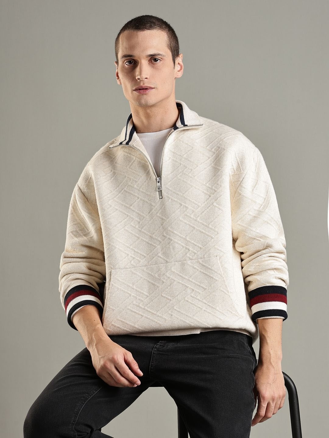 Tommy Hilfiger Men Self Design Sweatshirt-picture-31