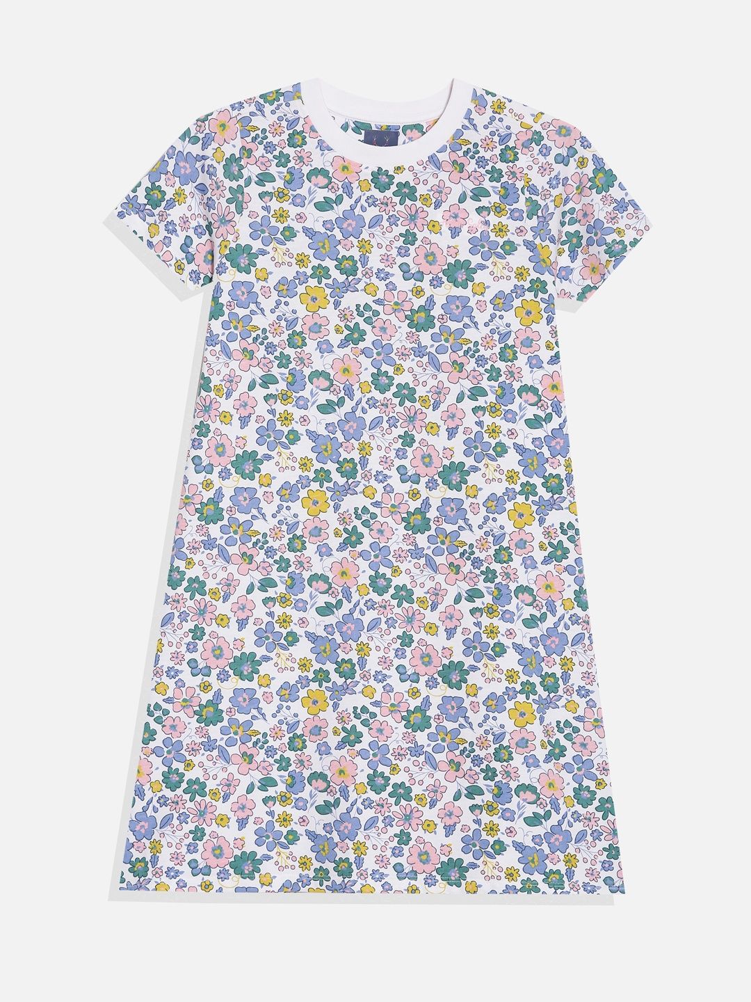 Allen Solly Junior Girls Floral Printed Pure Cotton T-shirt Dress-picture-42
