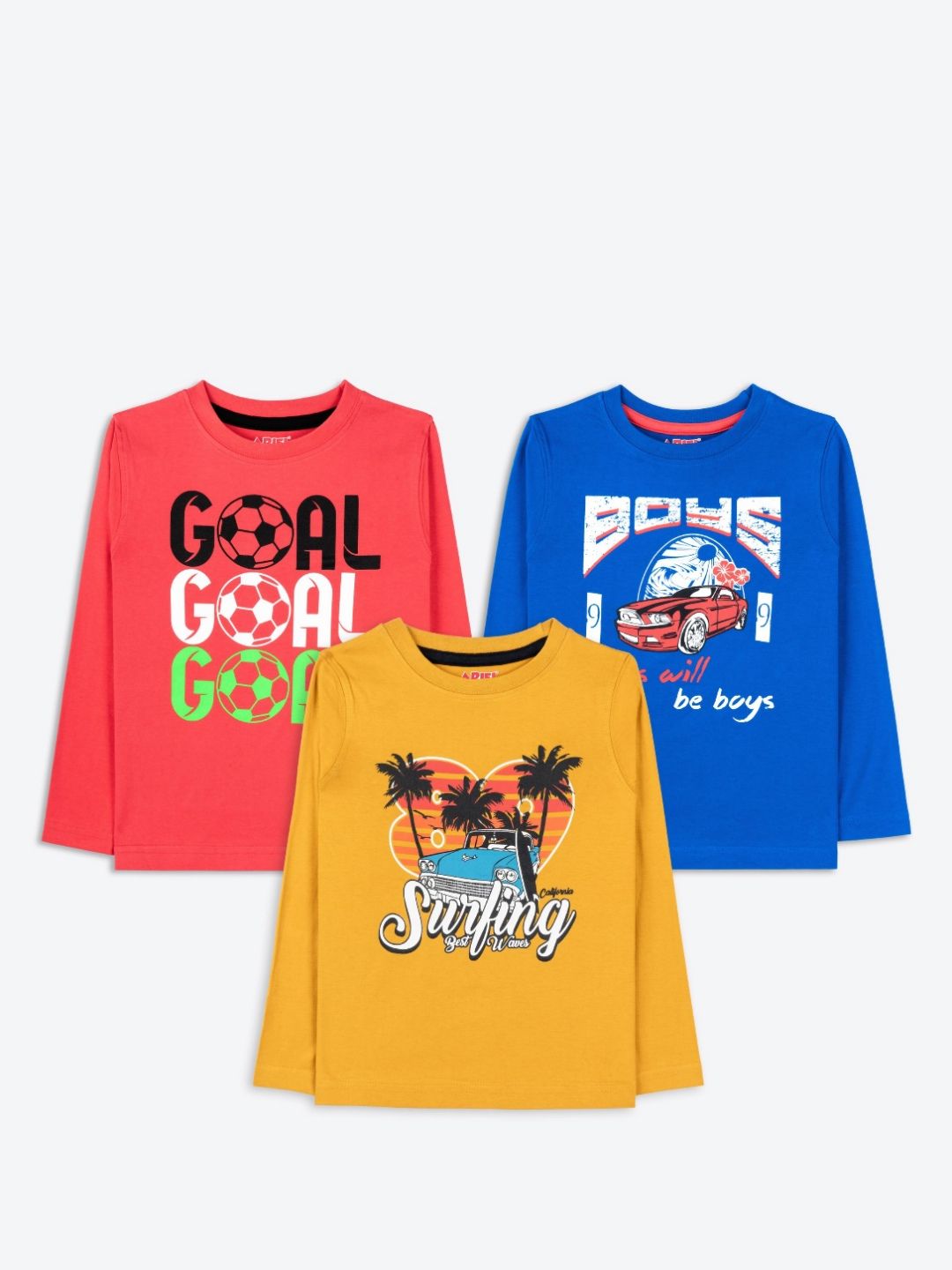 ariel Boys Pack Of 3 Typography Printed Round Neck Cotton T-shirt-picture-44