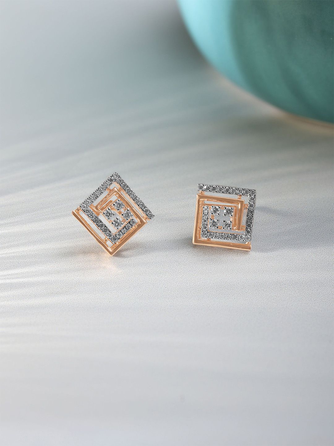 Mia by Tanishq Gold and Diamond Glam Grid Earrings-image-8