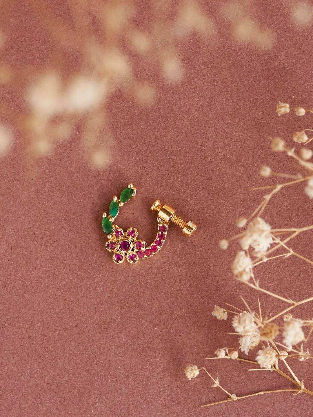 Opal Touch Gold-Plated Cubic Zirconia Studded Stud Nosepin-image-32