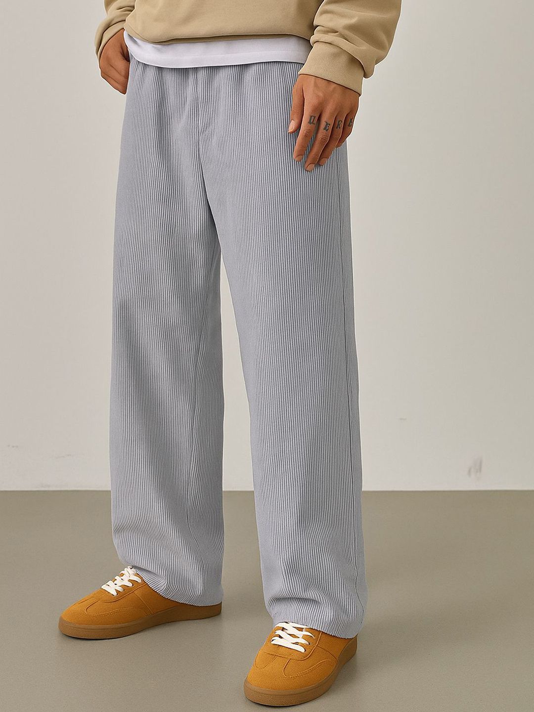 SAKHWALA Men Relaxed Fit Drop Crotch Trousers-image-3