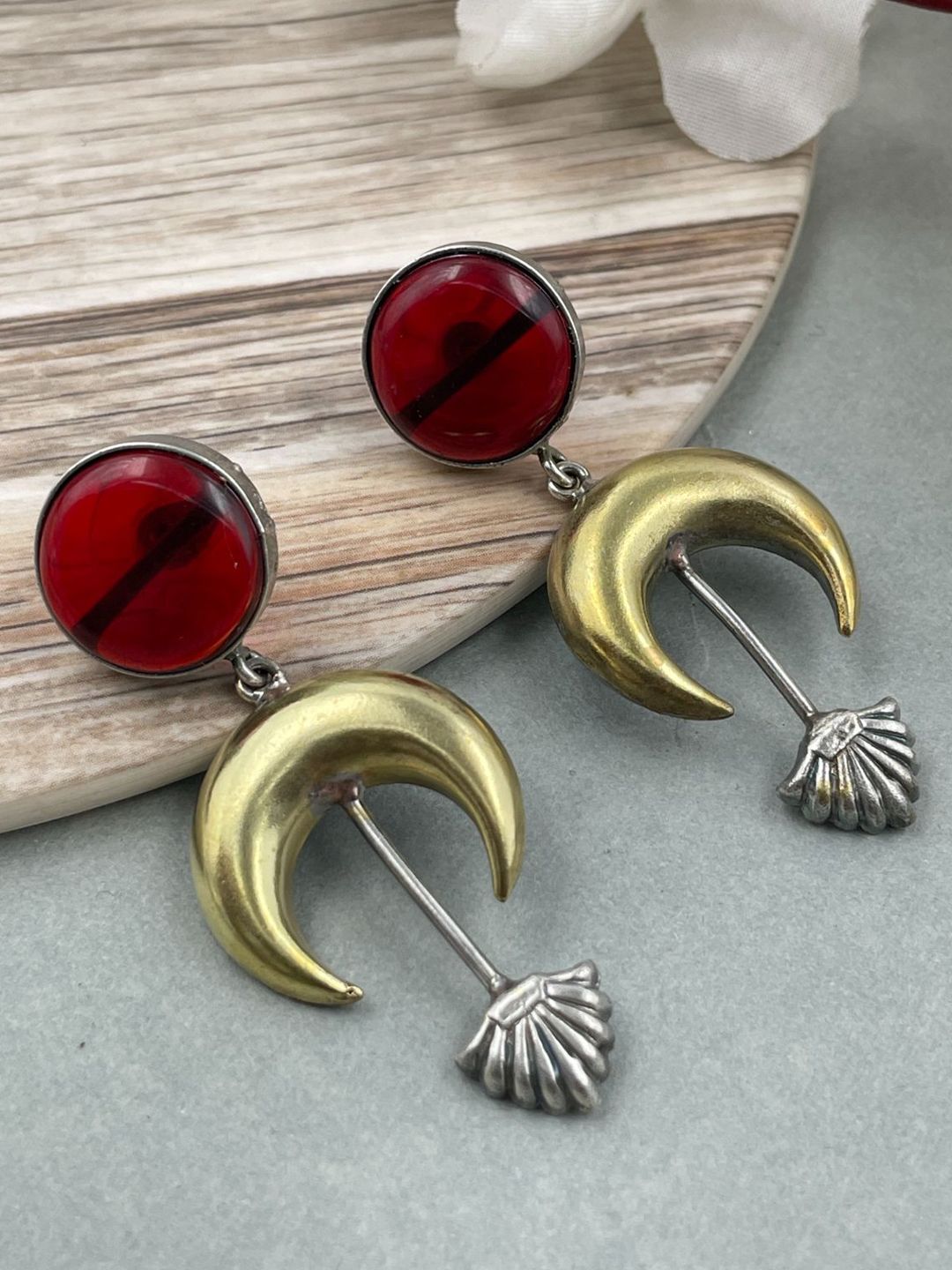 NAMAN ARTS Silver-Plated Artificial Stones Studded Contemporary Shaped Drop Earrings-picture-40