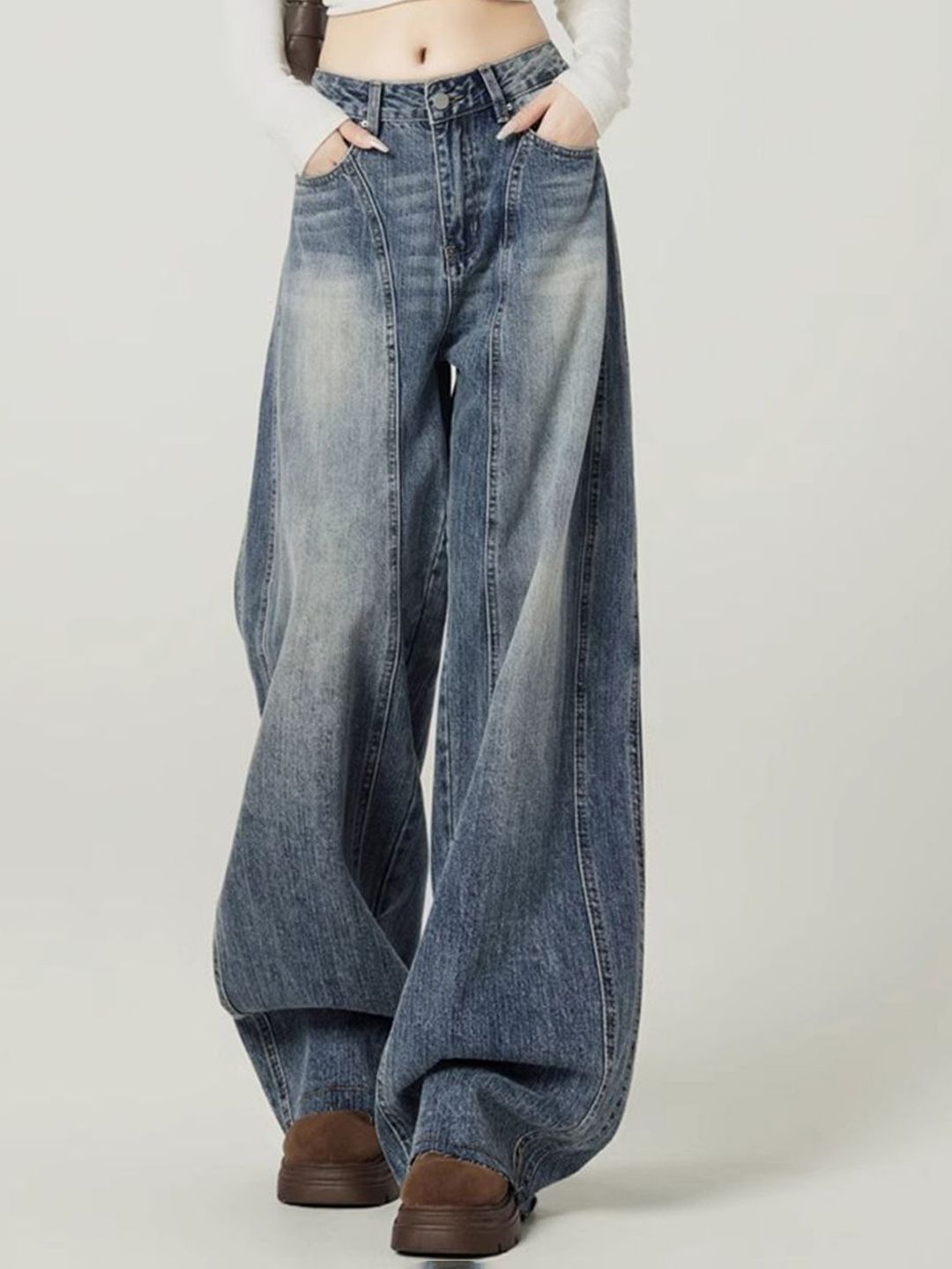 StyleCast Women Comfort Wide Leg High-Rise Highly Distressed Light Fade Stretchable Jeans-picture-17