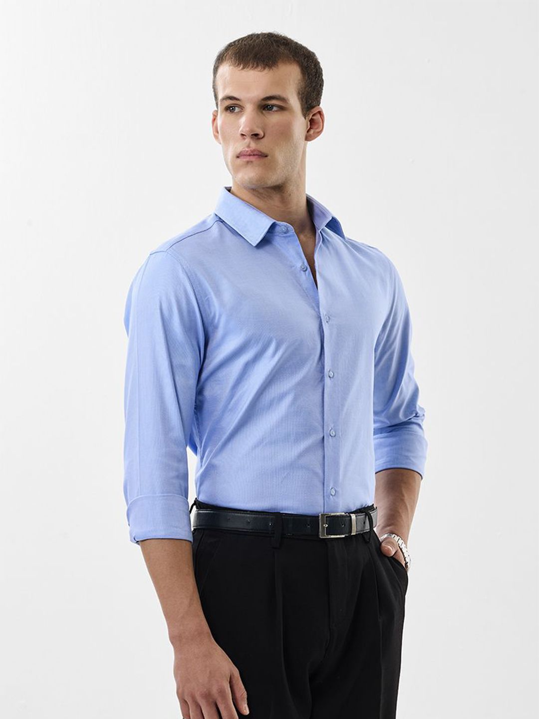 Snitch Men Slim Fit Textured Spread Collar Cotton Formal Shirt-picture-25