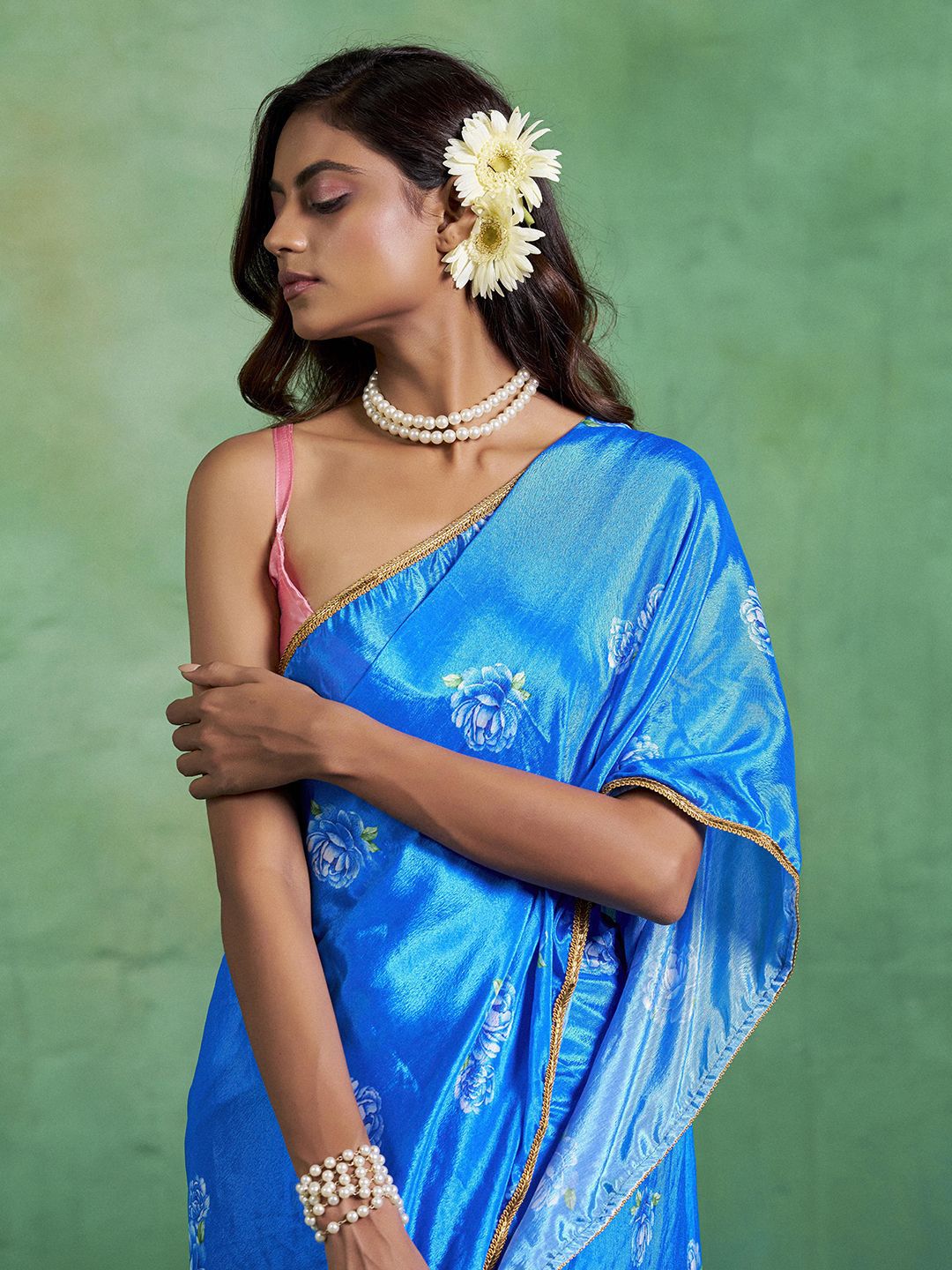 Kalista Embellished Sequinned Floral Printed Chiffon Saree-picture-27