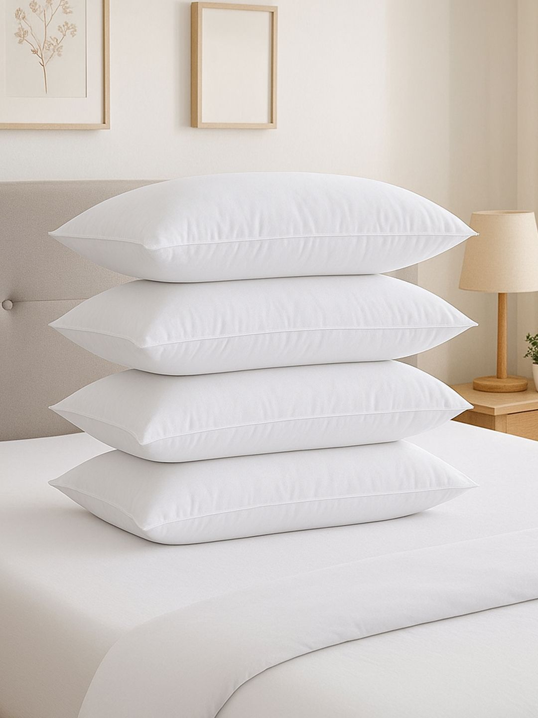 Kuber Industries White 4 Pieces Microfiber Pillow Filler-image-11