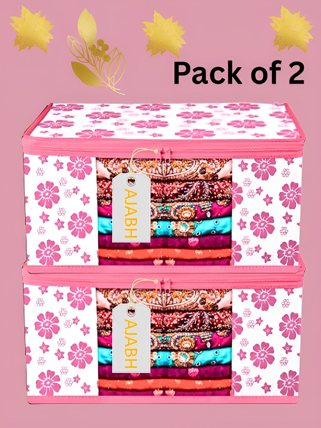 Ajabh Pink Set of 2 Regular Multi-Utility Organisers-picture-21