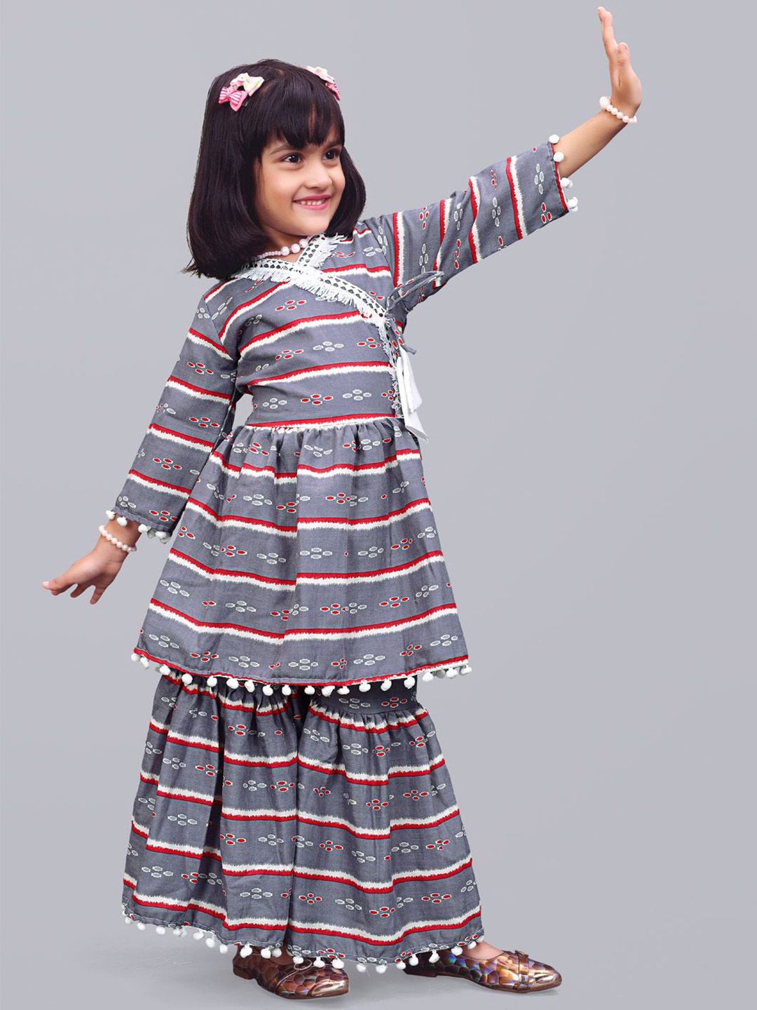 satyamfab Girls Embroidered Regular Gotta Patti Kurta with Sharara-picture-31