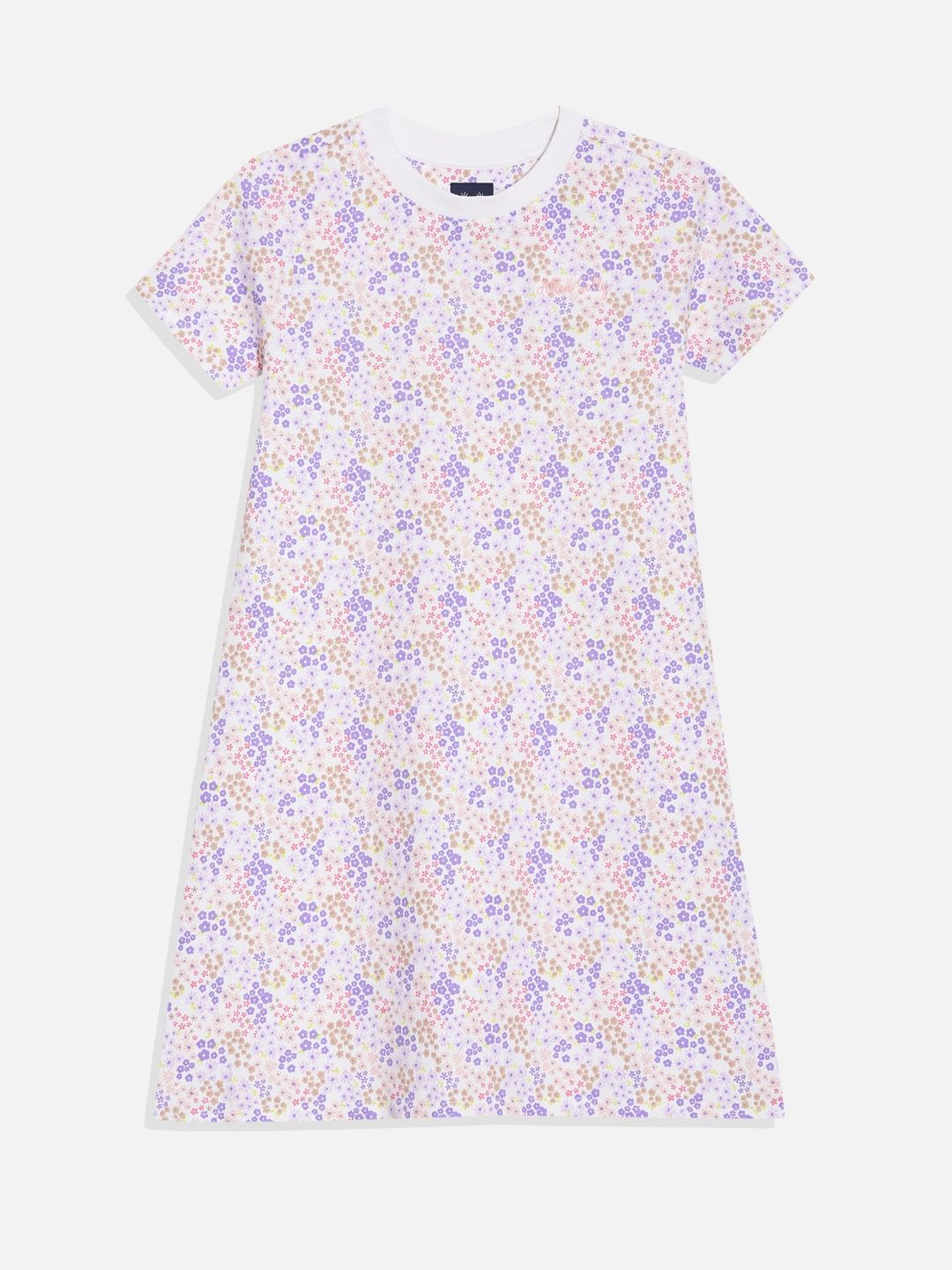 Allen Solly Junior Girls Floral Printed Pure Cotton T-shirt Dress-picture-18