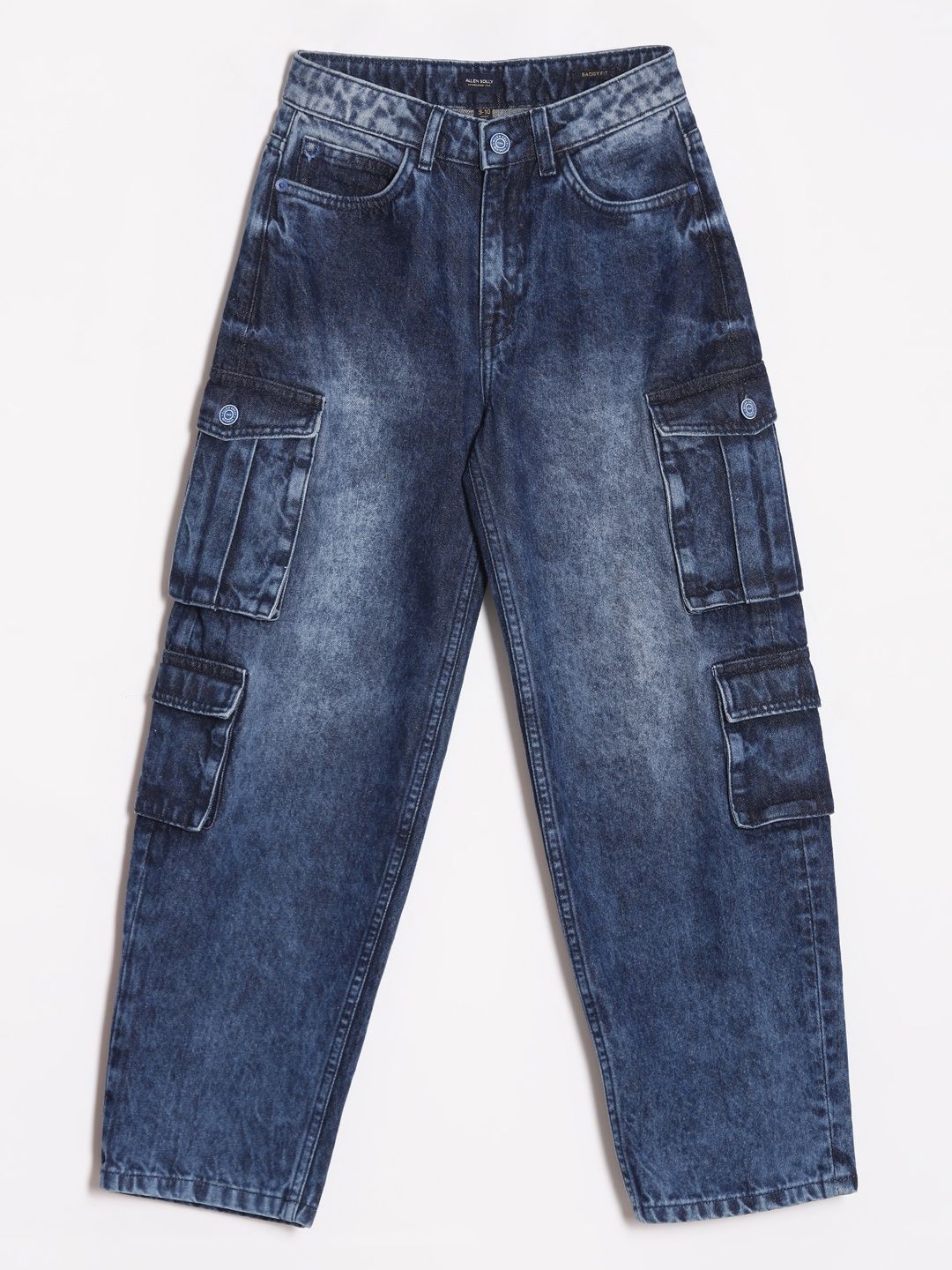 Allen Solly Junior Boys Mid-Rise Light Fade Pure Cotton Baggy Jeans