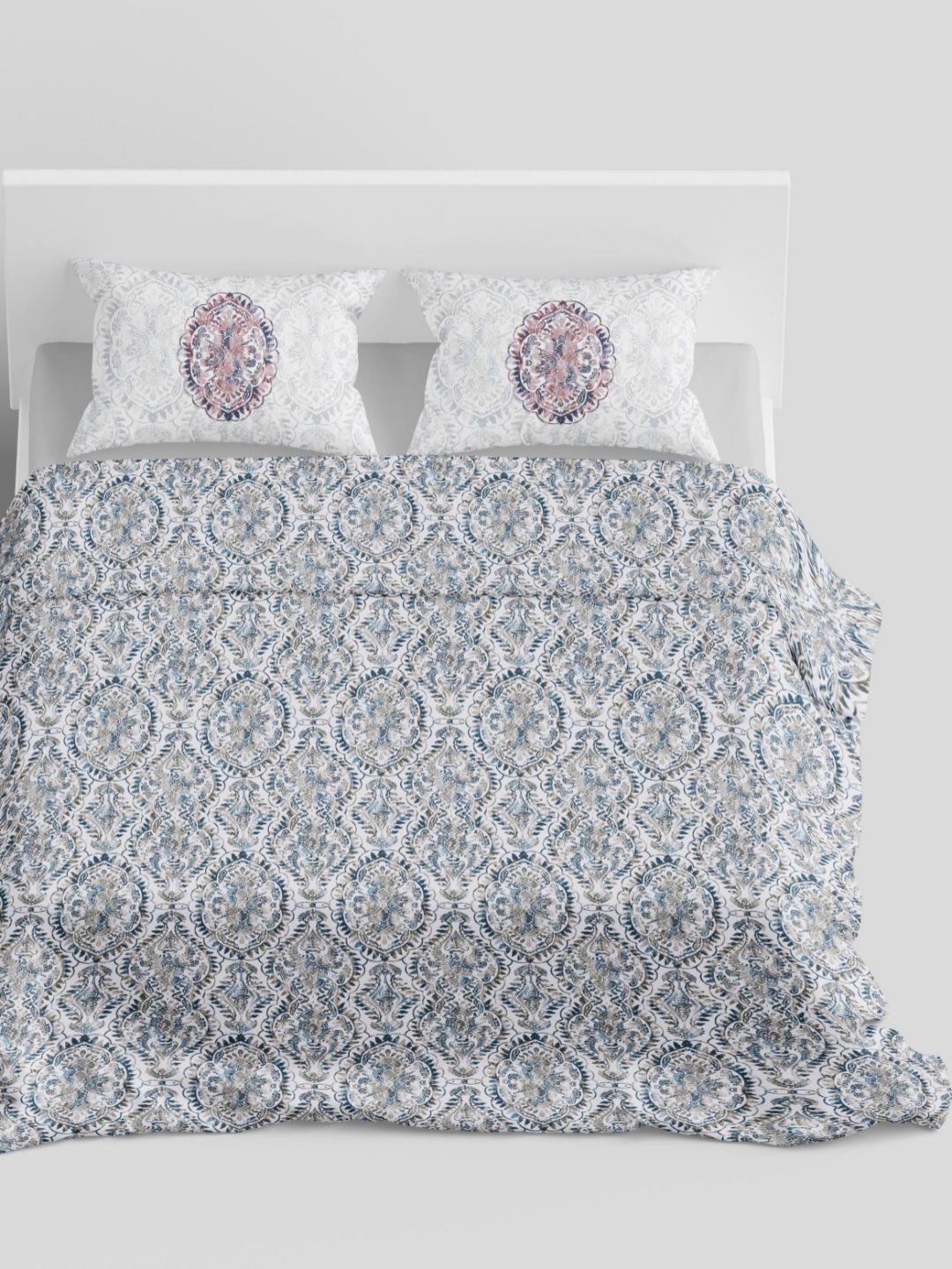 Synergized Cotton Grey & White Geometric Cotton 220 TC Super King Bedsheet Set-2.74mx2.74m-image-35