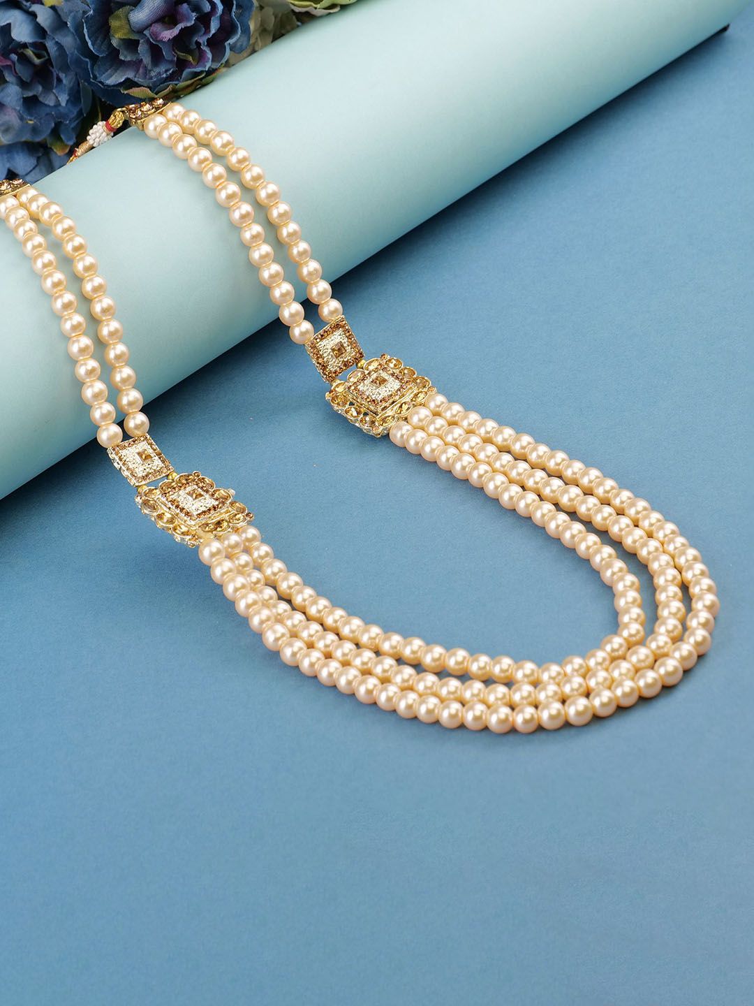 JIYANSHI FASHION Men Gold-Plated Pearl-Beaded Necklace-picture-12