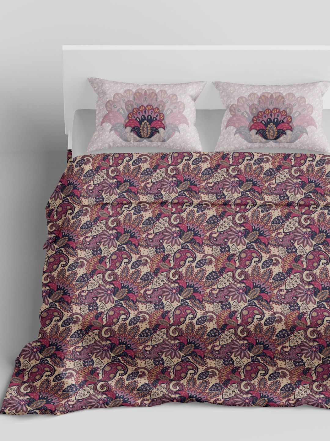 Synergized Cotton Brown & Pink Ethnic Cotton 220 TC Super King Bedsheet Set-2.74mx2.74m-image-39