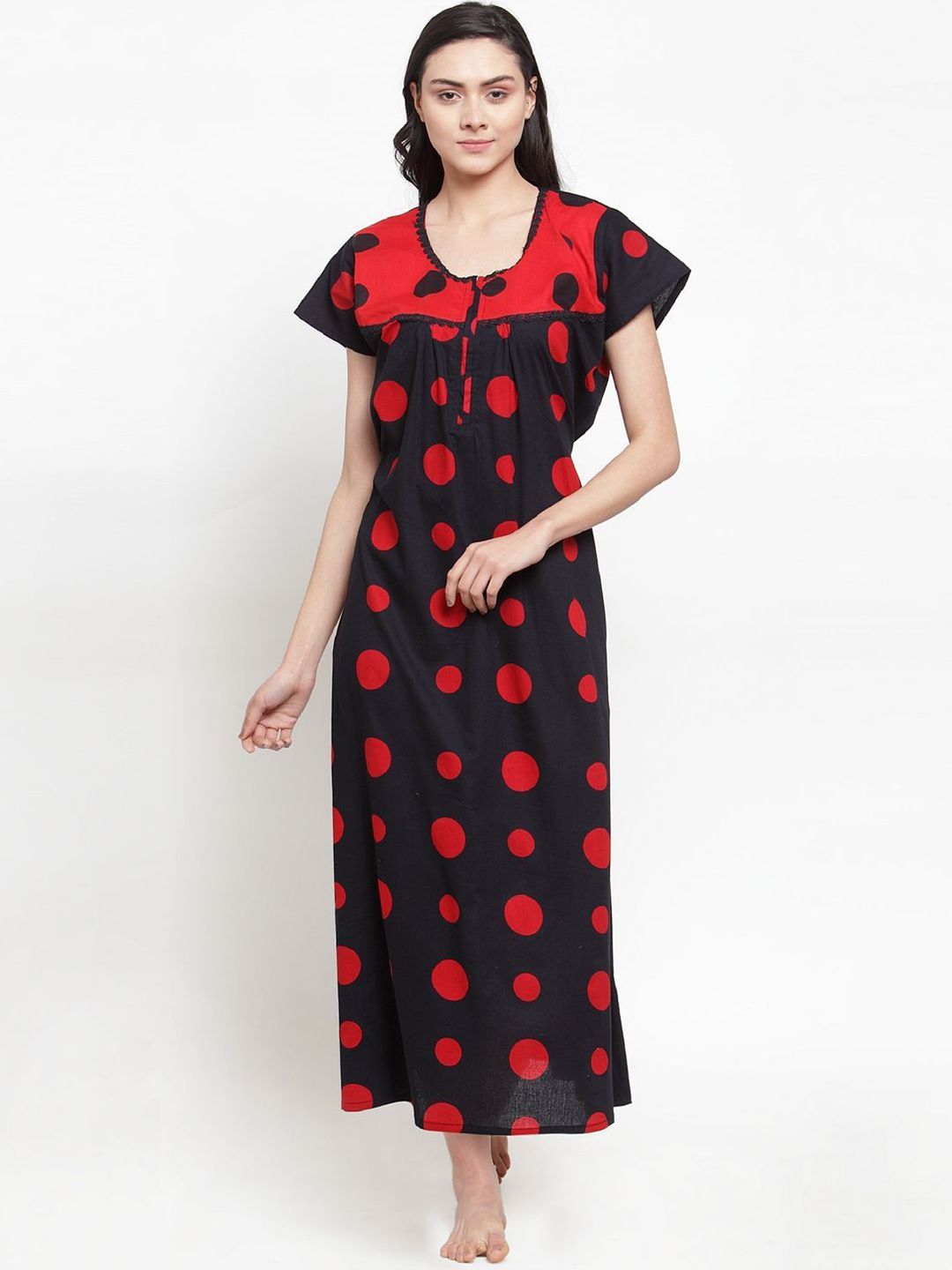 Secret Wish Women Printed Pure Cotton Maxi Nightdress-picture-21