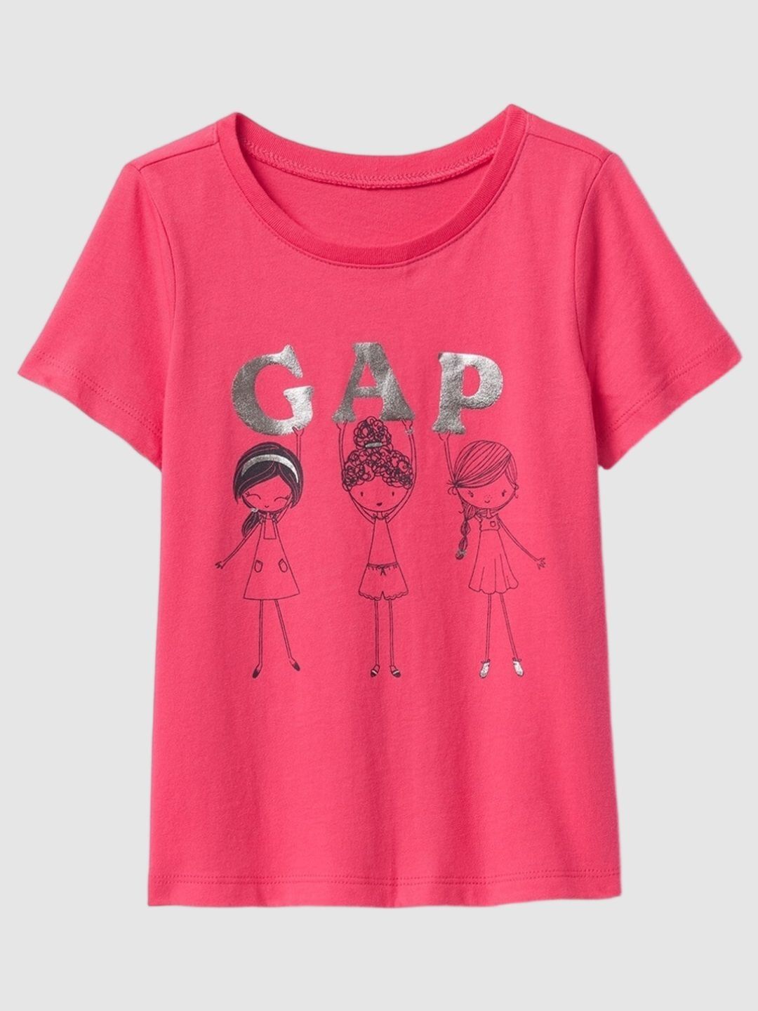 GAP Girls Graphic Printed Round Neck Cotton Relaxed Fit T-shirt
