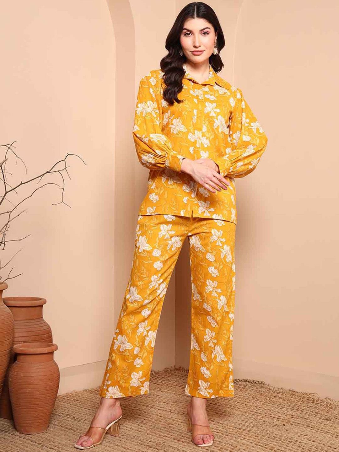 Harts And Darts Pritned Collared Neck Shirt With Trousers Co-Ords-picture-14