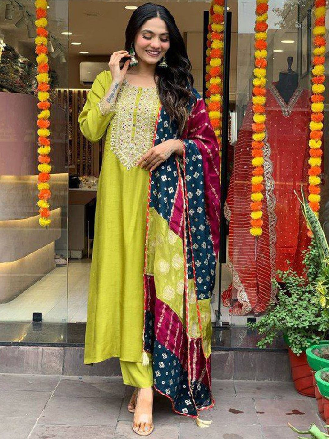 PEENGAX Women Embroidered Kurta with Trousers & Dupatta