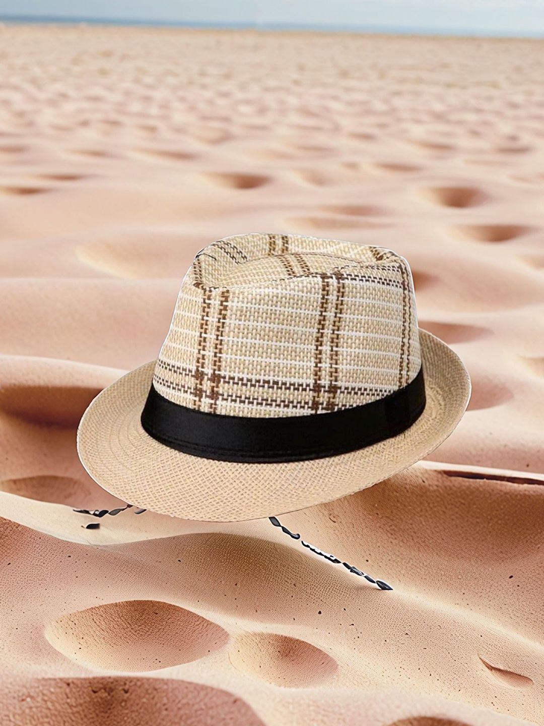 Infispace Men Checked Fedora Hat-picture-28