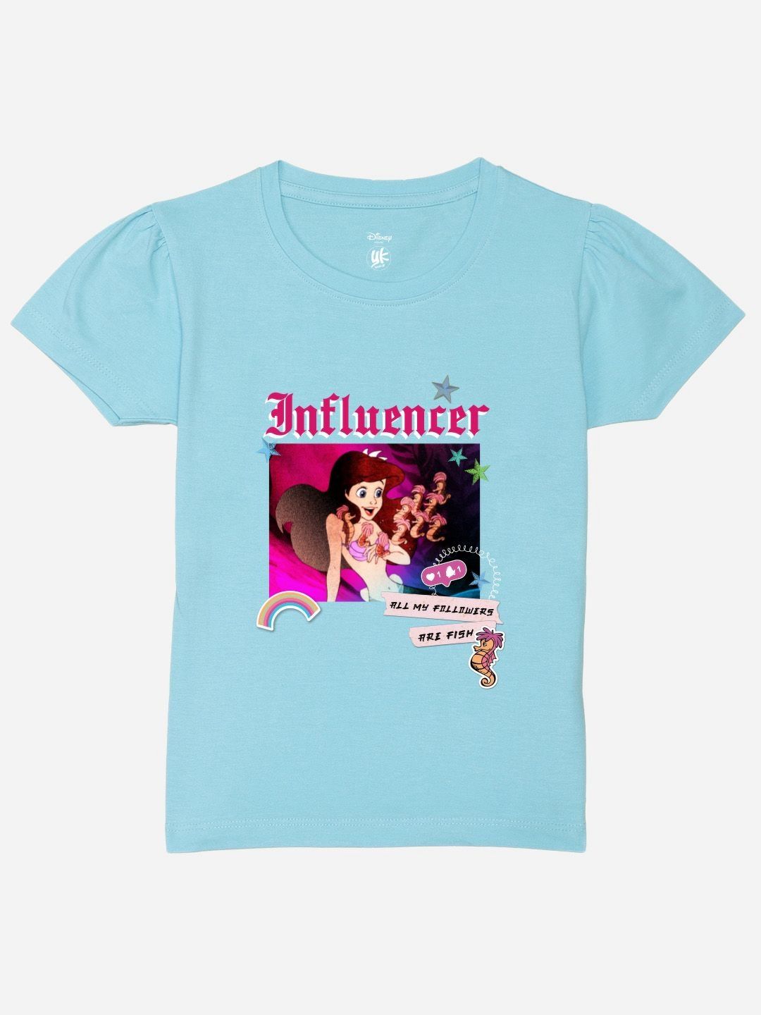 YK Disney Girls Disney Princess Graphic Printed Round Neck Cotton T-shirt-picture-44