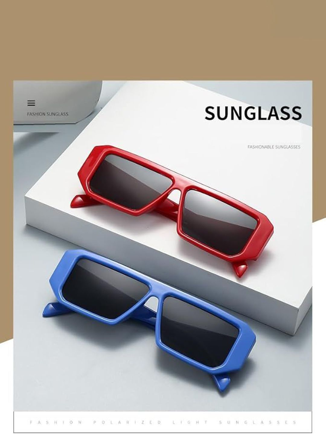 AUGEN Unisex Black Lens & Red Rectangle Sunglasses with-picture-16